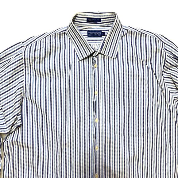 J. MCLAUGHLIN Superfine 2-ply Italian fabric Striped Button Front Shirt SZ XL - Picture 4 of 8